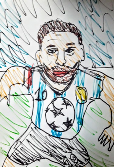 Drawing titled "Lionel Messi" by Iheb Gharbi, Original Artwork, Marker