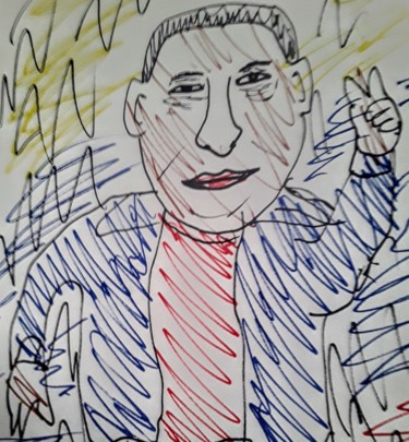 Drawing titled "Hugo Chavez" by Iheb Gharbi, Original Artwork, Marker