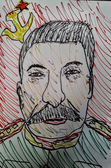 Drawing titled "Joseph Staline" by Iheb Gharbi, Original Artwork, Marker