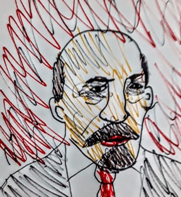 Drawing titled "Vladimir Lénine" by Iheb Gharbi, Original Artwork, Marker