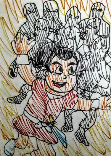 Drawing titled "Sasuke" by Iheb Gharbi, Original Artwork, Marker