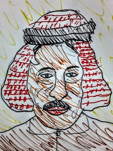 Dessin intitulée "Abu Bakr Salem" par Iheb Gharbi, Œuvre d'art originale, Marqueur