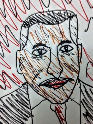 Drawing titled "Gamal Abdel Nasser" by Iheb Gharbi, Original Artwork, Marker