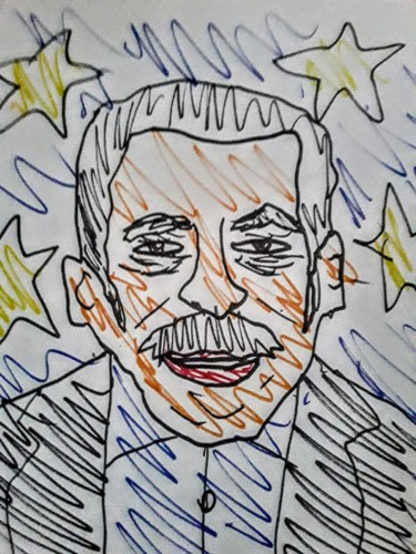 Drawing titled "Omar Sharif" by Iheb Gharbi, Original Artwork, Marker