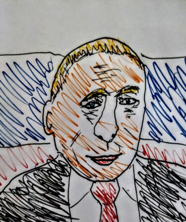 Tekening getiteld "Vladimir Poutine" door Iheb Gharbi, Origineel Kunstwerk, Marker