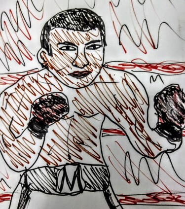 Drawing titled "Mohamed Ali" by Iheb Gharbi, Original Artwork, Marker