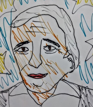 Dessin intitulée "Charles Aznavour" par Iheb Gharbi, Œuvre d'art originale, Marqueur