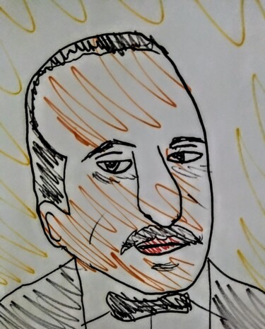 Drawing titled "Gibran Khalil Gibran" by Iheb Gharbi, Original Artwork, Marker