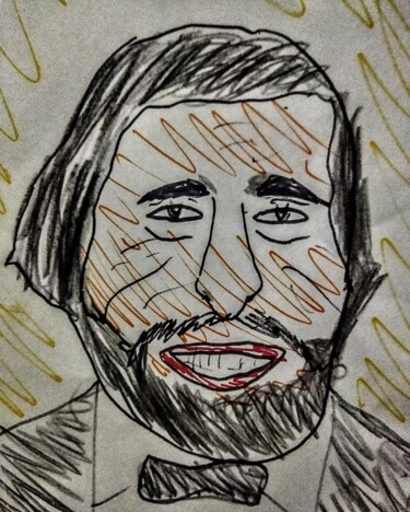 Drawing titled "Luciano Pavarotti" by Iheb Gharbi, Original Artwork, Marker