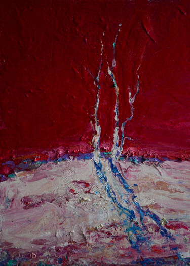 Malerei mit dem Titel "Red reflexes" von Ihor Melnyk, Original-Kunstwerk, Öl Auf Keilrahmen aus Holz montiert