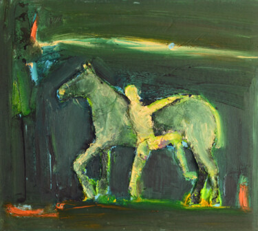 Painting titled "Saddle a horse" by Ihor Melnyk, Original Artwork, Oil