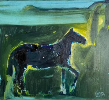 Peinture intitulée "The dark horse" par Ihor Melnyk, Œuvre d'art originale, Huile