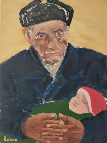 Pintura intitulada "Grandpa" por Ihor Ruban, Obras de arte originais, Têmpera Montado em Armação em madeira