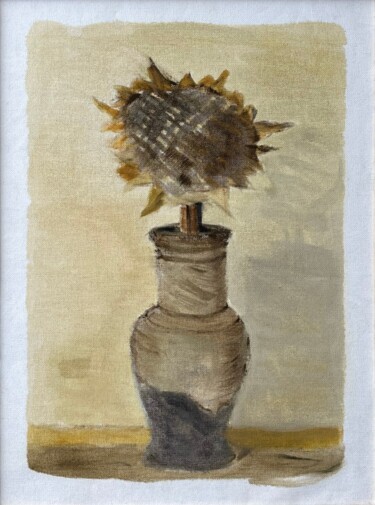 Painting titled "Ukrainian sunflower" by Ihor Ruban, Original Artwork, Oil Mounted on Wood Stretcher frame