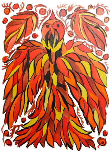 Картина под названием "Огненная птица" - Ihorkacrazy, Подлинное произведение искусства, Акрил