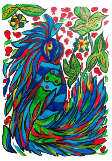 Картина под названием "Птица" - Ihorkacrazy, Подлинное произведение искусства, Акрил