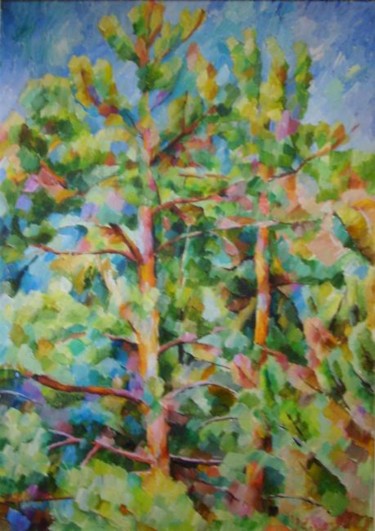 Картина под названием "Две сосны" - Игорь Карачевский, Подлинное произведение искусства, Масло