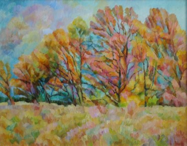 Картина под названием "Акации,осень" - Игорь Карачевский, Подлинное произведение искусства, Масло