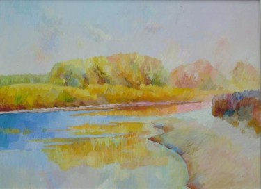 Картина под названием "Озеро Глаголь.Отраж…" - Игорь Карачевский, Подлинное произведение искусства, Масло