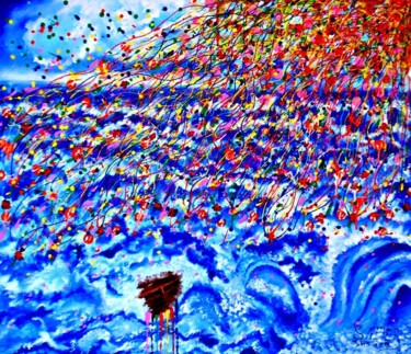 Pittura intitolato "paradis" da Ihsane Sniter, Opera d'arte originale, Acrilico