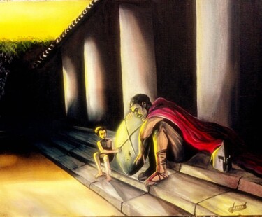 OLHAR DO FILHO OLHAR DO PAI Pittura intitolato "OLHAR DO FILHO OLHA…" da Fabiano Lobato, Opera d'arte originale, Olio Montato su Telaio per barella in l…