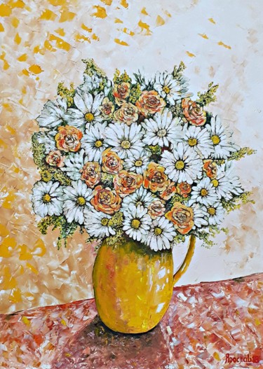 제목이 "Садовые цветы"인 미술작품 Vyacheslav Ig로, 원작, 기름 나무 들것 프레임에 장착됨