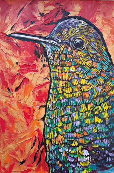 Картина под названием "Птица" - Vyacheslav Ig, Подлинное произведение искусства, Масло Установлен на Другая жесткая панель