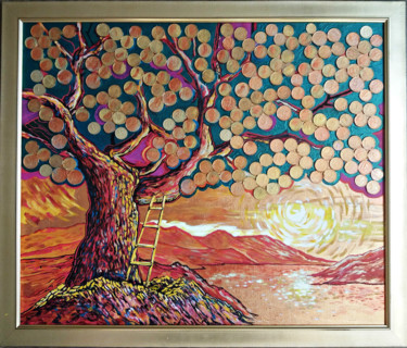 Pintura titulada "Денежное дерево" por Vyacheslav Ig, Obra de arte original, Acrílico Montado en Cartulina