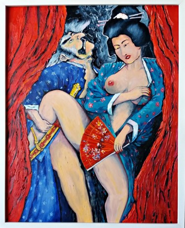 제목이 "Жена самурая - 2"인 미술작품 Vyacheslav Ig로, 원작, 기름 기타 단단한 패널에 장착됨