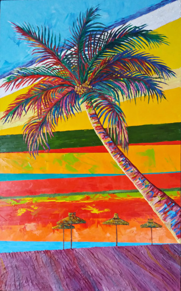 Картина под названием "Африка - жара" - Vyacheslav Ig, Подлинное произведение искусства, Масло Установлен на Деревянная рама…