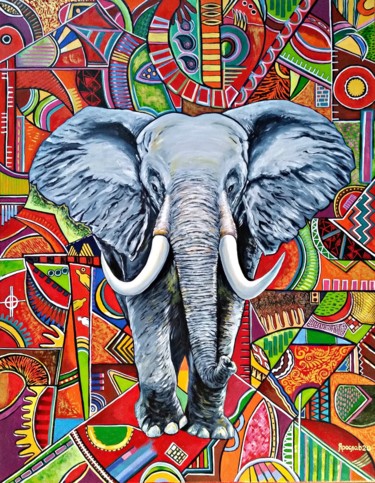 Peinture intitulée "Elephant" par Vyacheslav Ig, Œuvre d'art originale, Huile