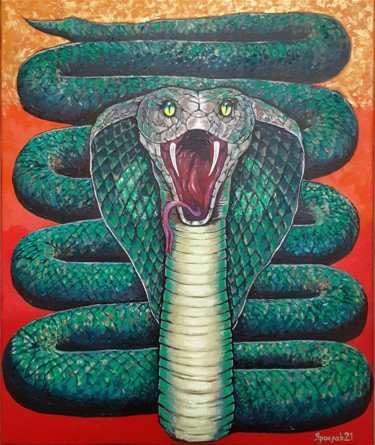 Painting titled "Cobra" by Vyacheslav Ig, Original Artwork, Oil