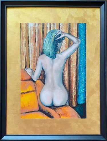 Painting titled "Posing Woman" by Vyacheslav Ig, Original Artwork, Oil