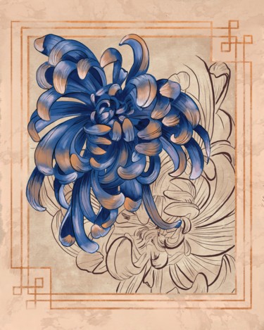 Arte digital titulada "Blue bloom" por Ika Agyo, Obra de arte original, Trabajo Digital 2D