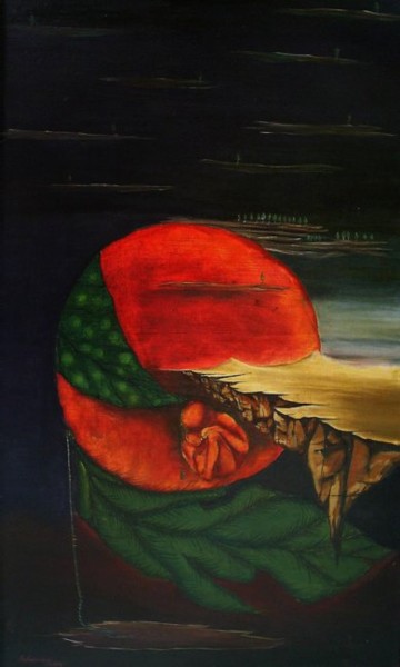 Painting titled "bawah terujung" by Ika Lusianani, Original Artwork, Oil