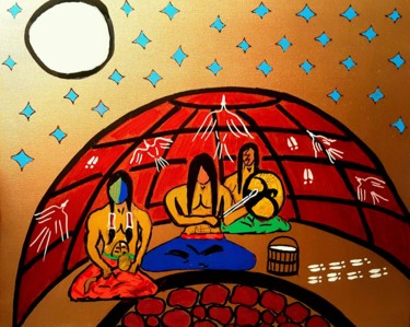 Peinture intitulée "Sweat-lodge (Inipi)" par Ikce Wicasa, Œuvre d'art originale, Acrylique