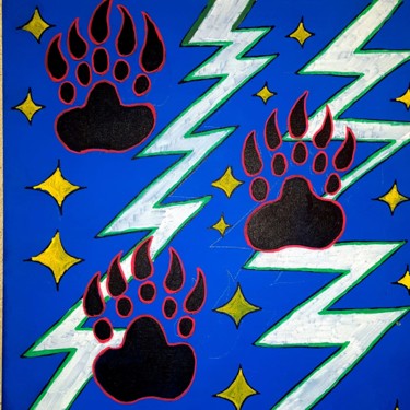 Painting titled "Bear tracks" by Ikce Wicasa, Original Artwork, Acrylic