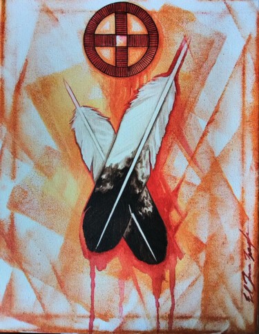 Painting titled ""Medicine wheel" by…" by Ikce Wicasa, Original Artwork, Acrylic