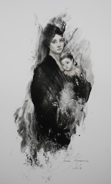 Dessin intitulée "Madonna" par Inna Komarova, Œuvre d'art originale, Autre