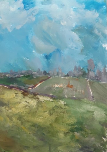 Malerei mit dem Titel "Fields of Nordstett…" von Inna Komarova, Original-Kunstwerk, Öl