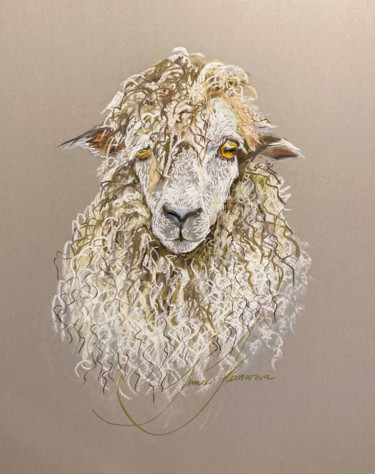 Zeichnungen mit dem Titel "The sheep in sheep'…" von Inna Komarova, Original-Kunstwerk, Pastell