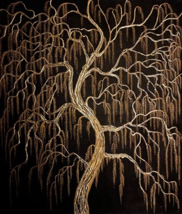 Painting titled "Golden tree" by Ilia Byzov, Original Artwork, Acrylic