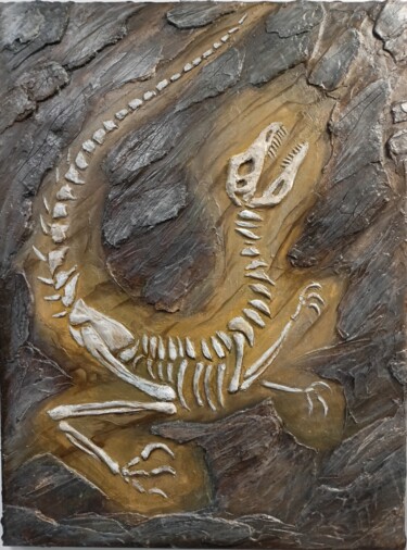 Painting titled "Dinosaur Digging" by Ilia Byzov, Original Artwork, Acrylic