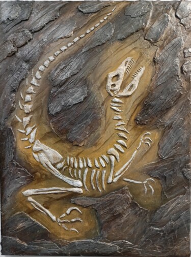 Malerei mit dem Titel "Dinosaur Digging" von Ilia Byzov, Original-Kunstwerk, Acryl