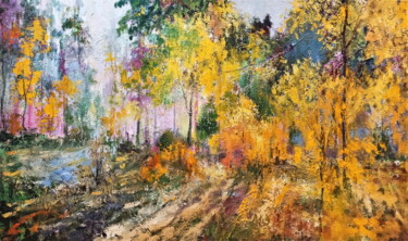 Peinture intitulée "Осенний лес" par Ilgiz Murtazin, Œuvre d'art originale, Huile