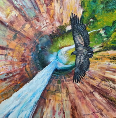 Malerei mit dem Titel "Flying over a water…" von Ilgiz Murtazin, Original-Kunstwerk, Öl