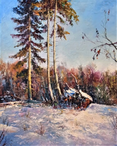 Malerei mit dem Titel "Winter day" von Ilgiz Murtazin, Original-Kunstwerk, Öl