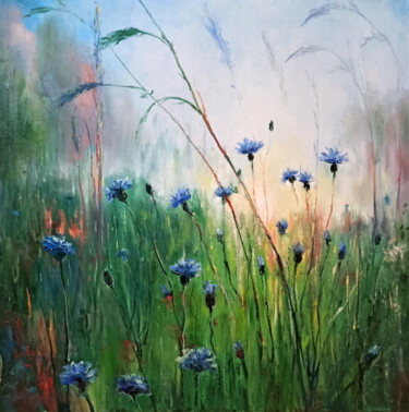 Pintura titulada "Cornflower Dawn" por Ilgiz Murtazin, Obra de arte original, Oleo