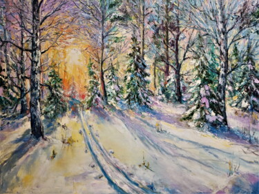 Картина под названием "Зиминий закат" - Ilgiz Murtazin, Подлинное произведение искусства, Масло