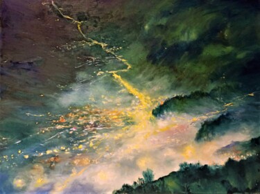 Malerei mit dem Titel "Ночь в горах" von Ilgiz Murtazin, Original-Kunstwerk, Öl